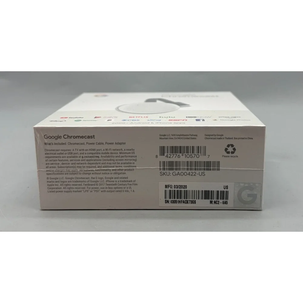 Google Chromecast (3rd Gen) Media Streamer - Sealed